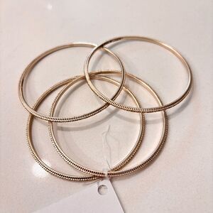 Vintage Y2K 80s Sparkly Gold Tone Stacking Bangle Bracelets Lot Set of 4 Shimmer